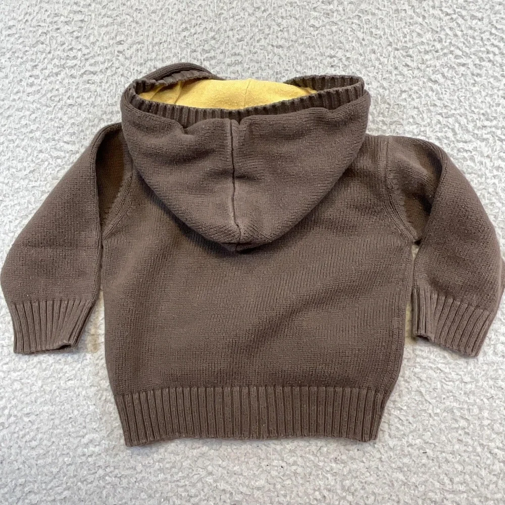 Gymboree Sweater Boys 9-12 Months‎ Brown Cowboy Hooded Full Zip Knit Cotton